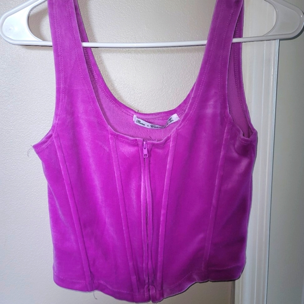 Velour Corset Crop Top